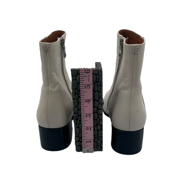 rag & bone Cream Zip Up Square Toe Ankle Block Heel Boots Size 37 Women's - Picture 7 of 9